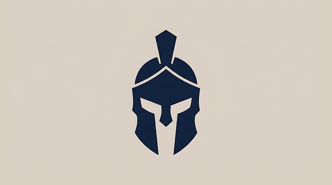 Minimalist spartan helmet icon or logo design for sports and security brands