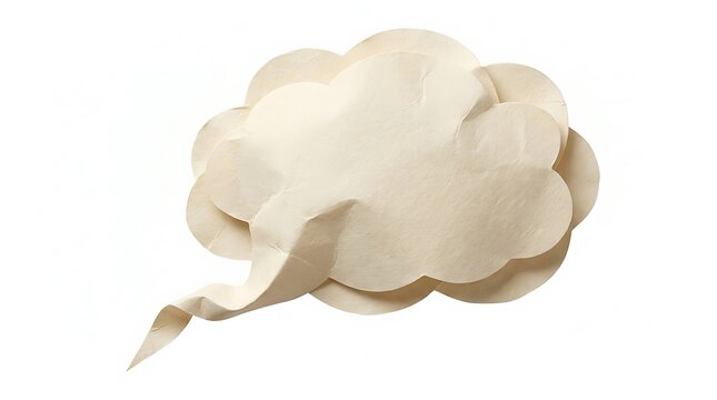 Textured cloud shaped paper speech bubble with paper cutout