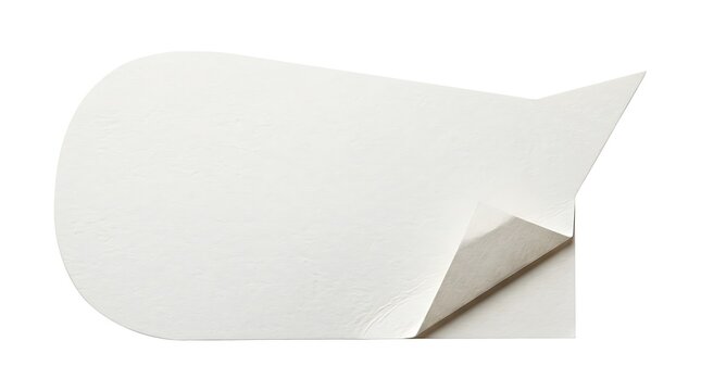 Blank paper speech bubble shape with folded corner thought bubble white paper