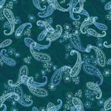 Glowing blue bacteria pattern on dark green background