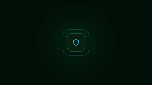 Minimalist shield icon with glowing outline on dark background