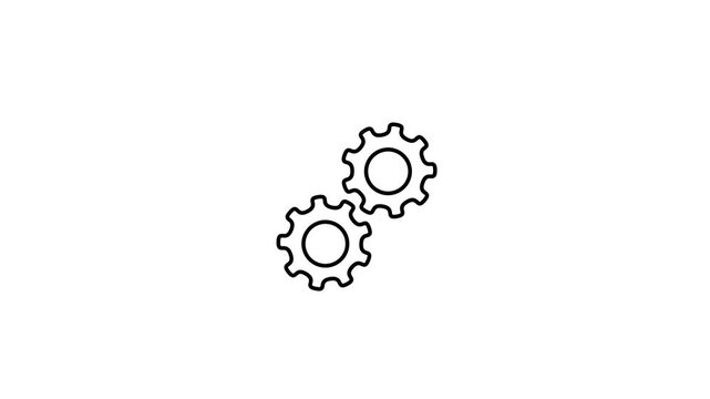 Two Interlocking Gear Icons for Settings, Work flow, Automation, System Management and Mechanical Process Design on White Background.