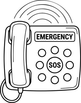 Vintage-style emergency phone with 905 dial pad and red alert label for safety signage