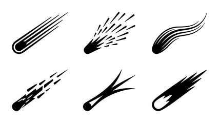 Meteorite Icons, Comet Vector Set, Shooting Star Graphics, Space Element Collection © Anik