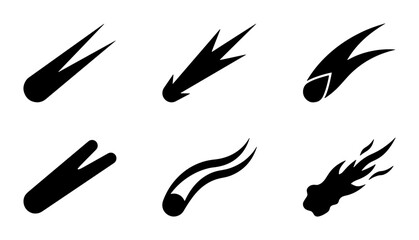 Meteor Icons, Comet Symbols, Falling Stars, Space Objects, Cosmic Elements, Vector Set © Anik