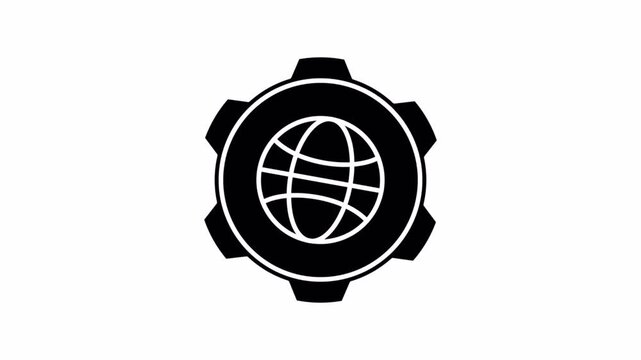 Global Setting and System Configuration Gear for Admin Dashboard Animated Solid Black Glyph Icon Seamless Loop Motion Graphics