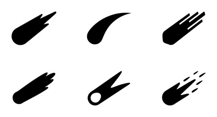Meteor Icons, Comet Symbols, Space Objects, Celestial Bodies, Asteroid Vector Graphics © Boby