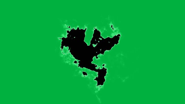 Smooth watercolor ink drop spreading transition 4k green to black screen