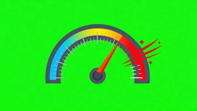 Animated speedometer fast speed test gauge on green screen