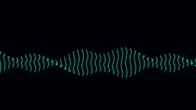 Cyan digital sound wave animation on black background