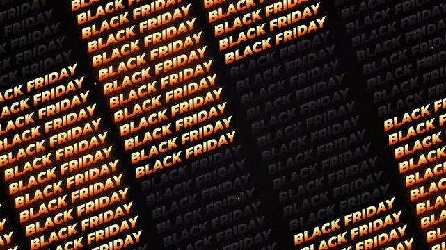 Dynamic black friday golden text motion graphic with captivating animation on dark background for special sales and promotions.
