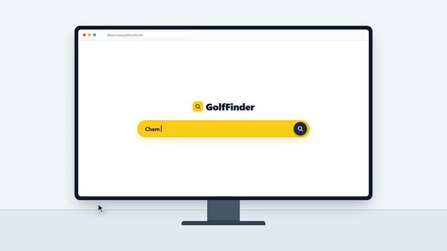 Golf Championship Website Search Interface on Computer Monitor