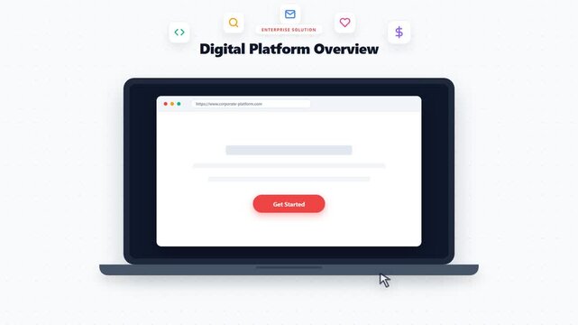 Digital Platform Overview Interface Animation with Interactive Cursor