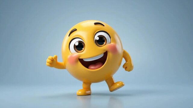 Vibrant and cheerful 3D rendered emoji character with a wide, happy smile and rosy cheeks, radiating positive energy and expressing joy