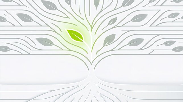 Stylized Tree Diagram with Highlighted Branch, Growth and Decision Concept