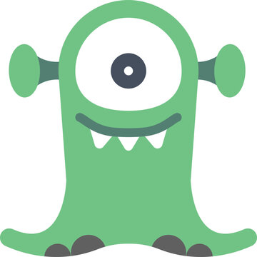 Cute green monster cartoon character