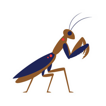 Stylized praying mantis illustration