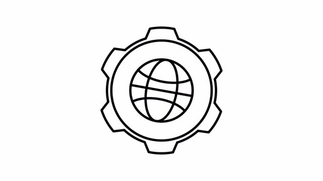 Global Setting and System Configuration Gear for Admin Dashboard Animated Line Icon Seamless Loop Motion Graphics