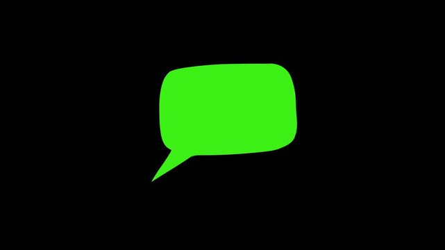 Bright green speech bubble icon on dark background