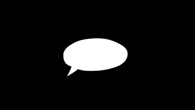 Speech bubble icon with white text space on black background