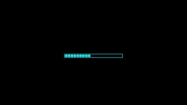 Minimal loading bar with typing text on dark background