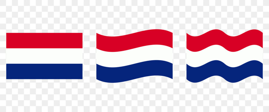 Netherlands Flag Collection With Dutch National Waving Fabric And Realistic Red White Blue Flag Designs