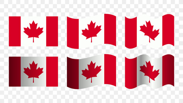 Canada Flag Set Waving National Symbol Collection