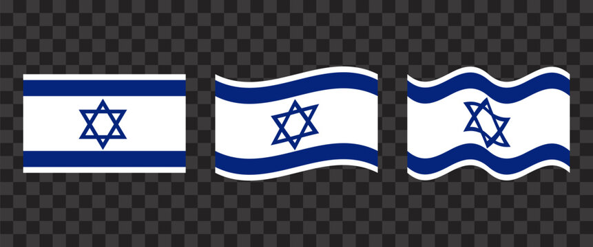 Isolated Israel National Flag Waving Icon Collection