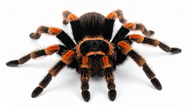 Mexican Redknee Tarantula Brachypelma Boehmei Isolated on White Background