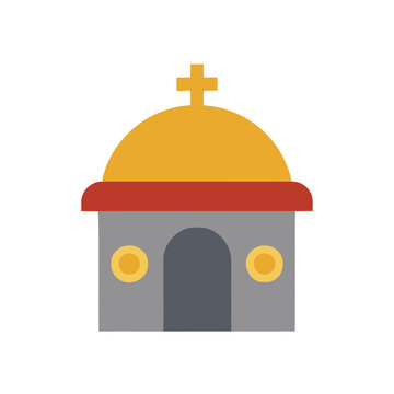 Stylized building with dome and cross