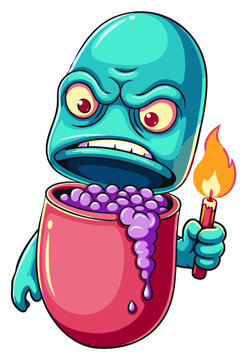 Colorful Cartoon Monster Character Collection with Creative Food, Drink and Everyday Object Designs