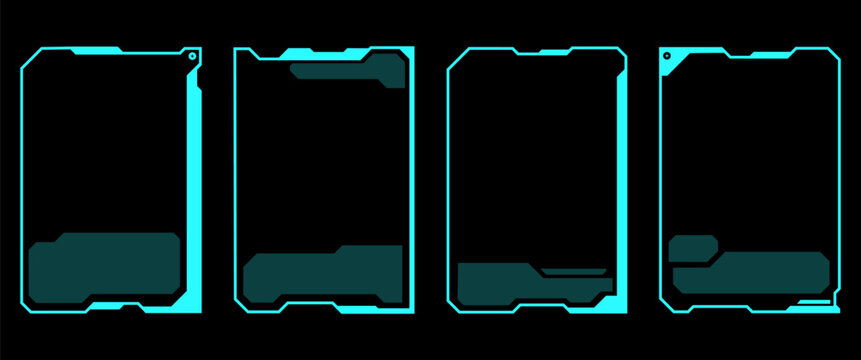 Futuristic Sci Fi Vertical Card Frame HUD Panel Set