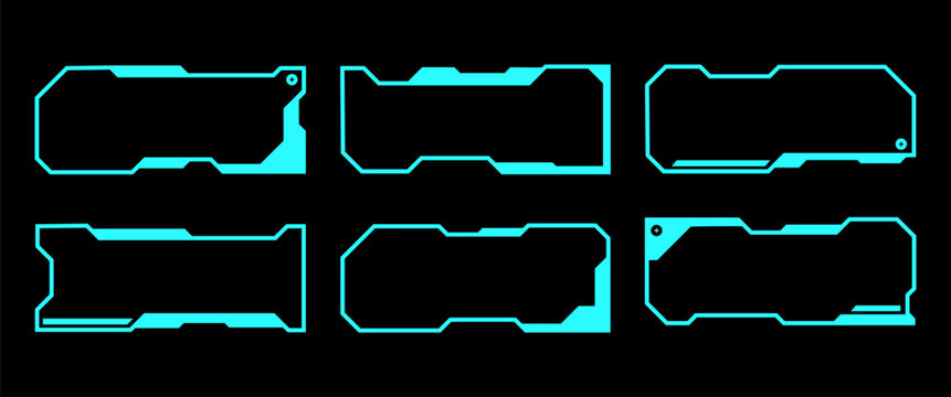 Cyan Futuristic Sci Fi HUD Frame Border Collection