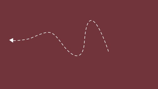 White dashed arrow forming a curved upward path