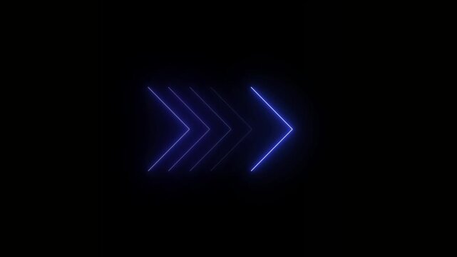 Bright glowing blue arrow on dark background