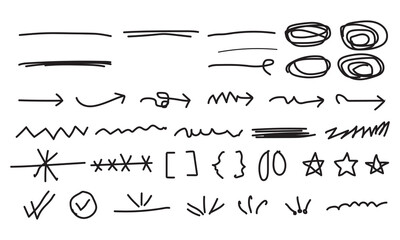 hand drawn abstract symbols and simple line icons © md
