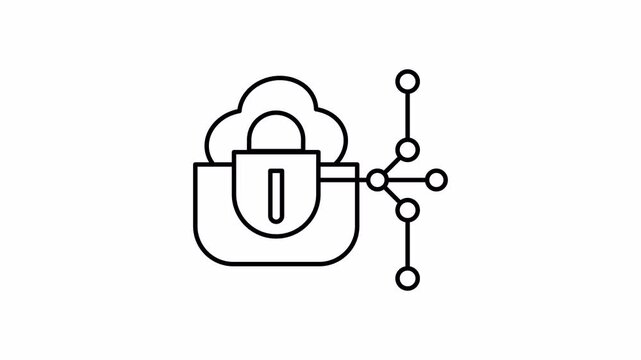 Secure Repository and Encrypted Data Vault for SaaS Security Animated Line Icon Seamless Loop Motion Graphics
