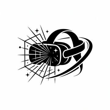 VR headset icon with light rays