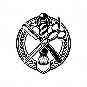Vintage Barbershop Logo Emblem
