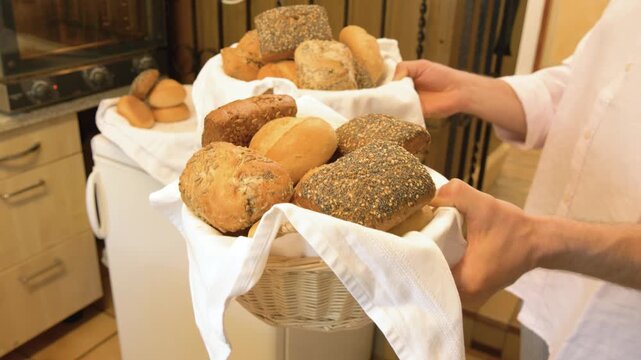 Assorted Fresh Bread Buns in Home Kitchen