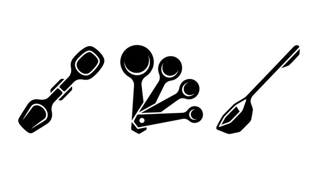 Featuring various kitchen measuring spoons scoops isolated on background, for cooking and, baking preparation tools
