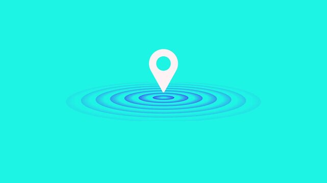 Minimalist location pinpoint icon on water ripple effect