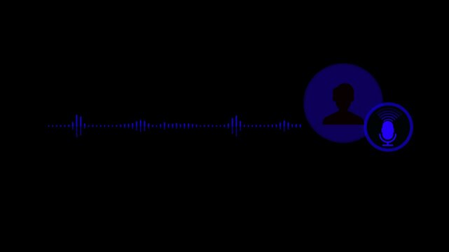 Modern microphone and headset icon with sound wave