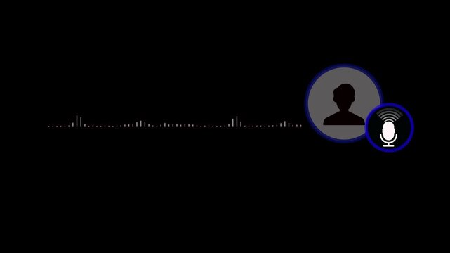 Silhouette profile icon with microphone symbol on dark background
