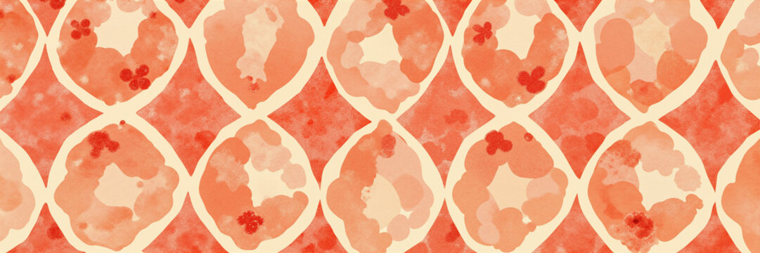 Abstract orange oval pattern watercolor background, textiles
