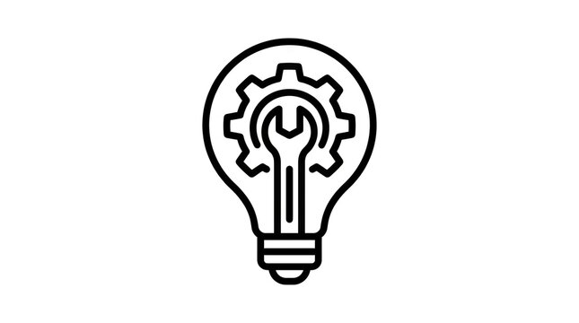 Lightbulb icon containing a gear and wrench tool.