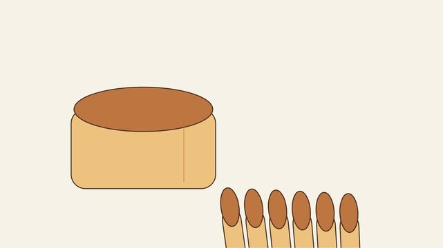 Fingers counting beside cylindrical shapes