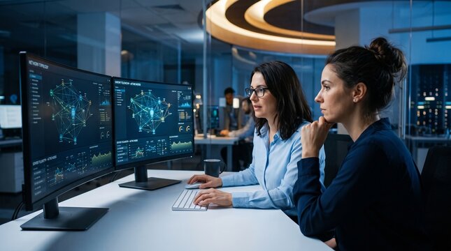 Two IT Professionals Tracking Network Data