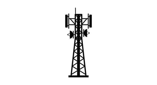 Cell tower structure depicted as a black silhouette