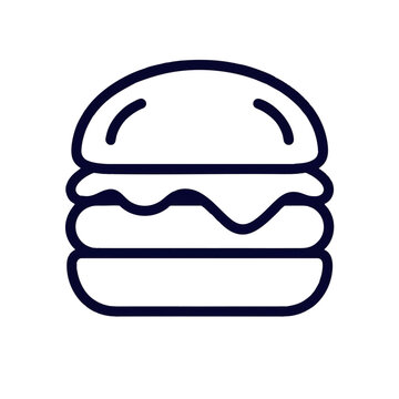 Minimalist outline sketch of a classic cheeseburger with sesame seed bun, concept for fast food branding, menu design, and casual dining graphics